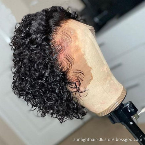 Sunlight 13x2T-part human hair glueless lace front wig pixie curly short human hair wigs for african women